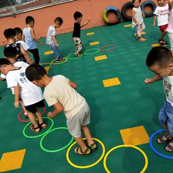 10vnt Hopscotch Žiedas Lauko Sporto Vaikai Hopscotch Žaidimas Šokinėja Plastiko Žiedas Integracijos Mokymo Žaislas Ikimokyklinio Mokymo Pagalba - 