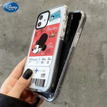 DISNEY 2021 Mickey Minnie Silikono Atveju iPhone, 11 Pro Xs Max iPhone 12 Pro 7 8 Plius Oficialus Skystų Silicio 360 Pilnas draudimas - 