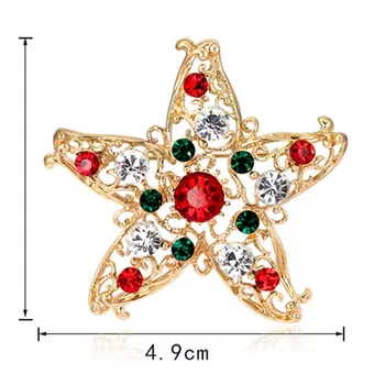 Kalėdų aukso penkerių-pažymėjo žvaigždutė sagė 4.9x4.9cm sagė aksesuarai šaliai ir atostogų 