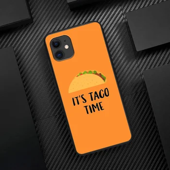 Tacos Laikas, Telefono dėklas Iphone 5 5S SE 2020 6 6S 7 8 Plius 11 12 X Mini XS XR Pro Max black Svarbiausias Mados Padengti, Gana Atgal - 