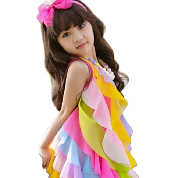 Vaikų Drabužiai Suknelė Mergina Naujas Vasaros Kid ' s Suknelė Princesė Dress Kūdikių Mergaičių Diržas Rainbow Beach Suknelė, Vaikams, Suknelės Mergaitėms - 