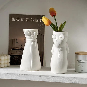 Gėlių Vazos, Namų Juokinga Keramikos Veido Vazos, Dekoratyvinės Vazos Keramikos Juokinga Keramikos Veido Vaza Šiaurės Apdailos Namų Vaza - 