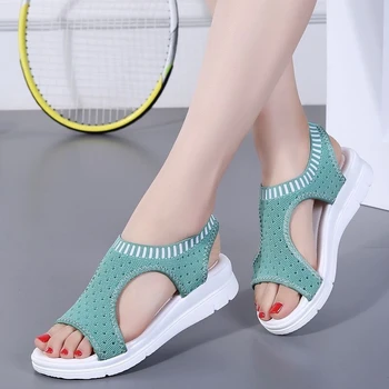 Žuvies burna sandalai moterų naujų didelių megztų butas batai vasaros paplūdimio sandalai - 