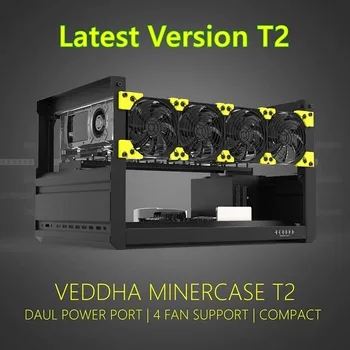 6 GPU T2 Miner Gavybos platformą Aliuminio Didina Atviru Dangumi Atveju Kompiuteris ETH Rėmo Įrenginys, skirtas Bitcon Miner Rinkinys - 