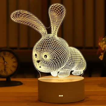Naktį Šviesos diodų (LED 3D Meilės Akrilo Lempos Valentino Dienos Dovanų Baby Shower Gimtadienio Triušis Velykų Dekoro šviesos - 