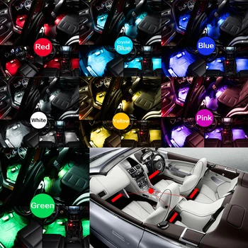 4pcs Automobilio LED RGB Interjero Atmosferą Juostelės Šviesos ford focus 2 mk2 mk1 mondeo mk3 mk4 mk5 sintezės fiesta cmax ranger mustang - 