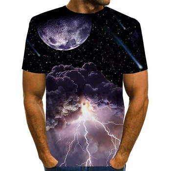 2021 naujas 3D spausdinimo T-marškinėliai, vyriški marškinėliai trumparankoviai žaibo spalvinga serija gatvės stiliaus vasaros T-shirt - 
