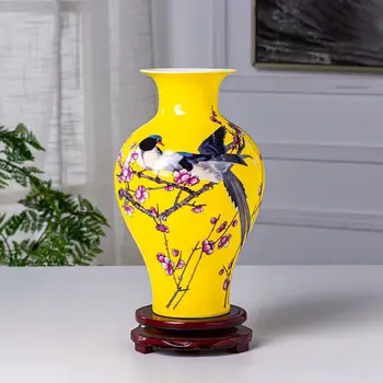 Jingdezhen Rankdarbių, Keramikos Kinų Stiliaus Porceliano Spalvos Glazūra Vaza Apdailos Kambarį Kabineto Namų Gėlių Dekoras Vaza - 