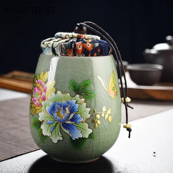 1PCS rezervuarų, arbatos, konservai keramikos oolong arbata kelionės Arbatos Dėžutės Kinų porceliano Nešiojamų arbatos caddy kavos filtras - 