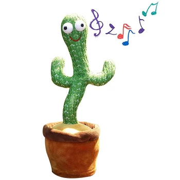 Juokinga Kaktusas Pliušinis Žaislas Šokių, Dainavimo Elektriniai Žaislai Įdaryti Augalų Žaislas Vaikystėje Mokymosi Kalbėti Sukimo Pliušinis Žaislas - 