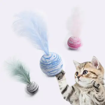 1pc Kačių Žaislai Star Tekstūros Kamuolys Plunksnų Putų Kamuolys Kačiukas Interaktyvus Kamuolys Pet Žaislas Katė Kibinimas Žaislas Katė Trowing Žaislas Naminių Kačių Reikmenys - 