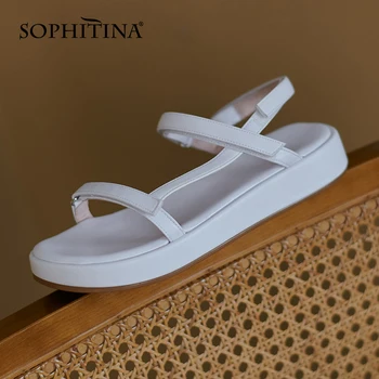 SOPHITINA Vasaros Moterų Sandalai Atsitiktinis Platformos, Siauros Juostos kokybės Odos Sandalai Hook & Loop Butas Moterų Mados Batai WO95 - 