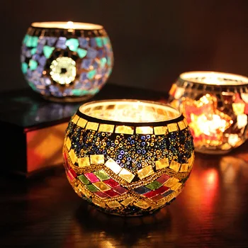 JOYLOVE Europos Stiliaus Rankų darbo Mozaika, Stiklo, Žvakių Laikiklis Romantiška Vakarienė Žvakių šviesoje Baras Dekoravimas Ornamentais - 