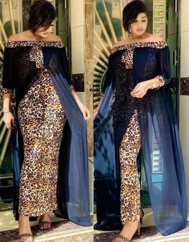 Moterų Mados Klasikinis Dizainas Afrikos Drabužius Dashiki Spausdinti Leopard Šifono Audinio Ilga Suknelė - 
