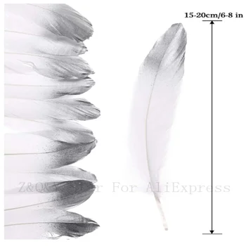 10-100 gamtos 15-20CM (6-8 cm) žąsų plunksnų dažytos balta plus sidabro galvos plunksnų 