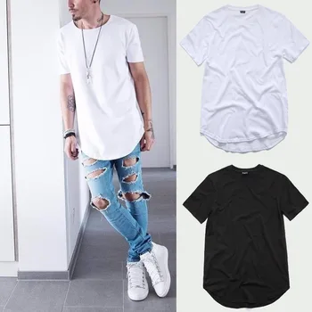 2020 sprogimo modelių vyriški vasaros gatvės hip-hop stiliaus trumparankoviai marškinėliai hem lanko prarasti vientisos spalvos, žemiausią marškinėliai - 