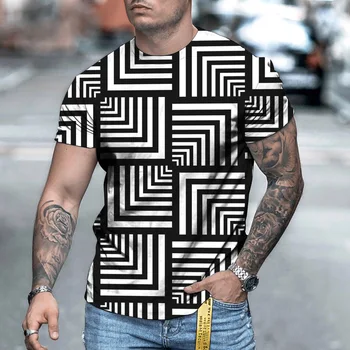 2021 vasaros naują T-marškinėliai vyrams ir moterims Geometrinės Marškinėliai trumpomis Rankovėmis 3D Atspausdintas T-Shirt Apvalus apykaklės Negabaritinių Marškinėliai - 