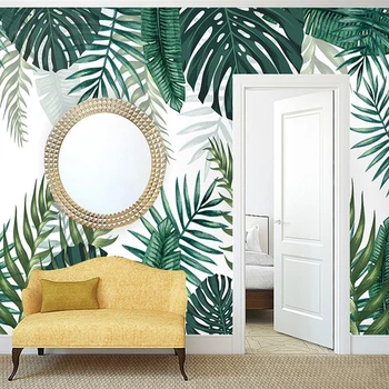 Custom Tropinių Miškų Augalų 3D Sienų Tapybos Žaliųjų Bananų Lapų Foto Tapetai Gyvenamasis Kambarys, Valgomojo Kambario Sienų Apdaila - 