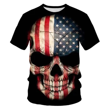 T-shirt gothique pour hommes et femmes, avec įspūdis, lt 3D, stilius, punk, tête de mort, taille regione 6XL, 2021 - 