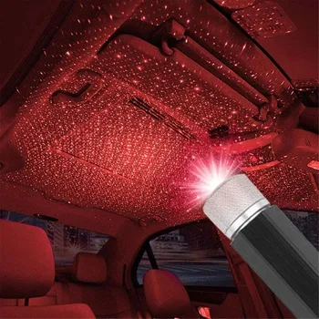 Blue USB Dekoratyvinė Lempa LED Automobilio Stogo Star Naktį Šviesos Projektorius Reguliuojamas Kelių Apšvietimo Efektai, Atmosfera LED Projektorius - 