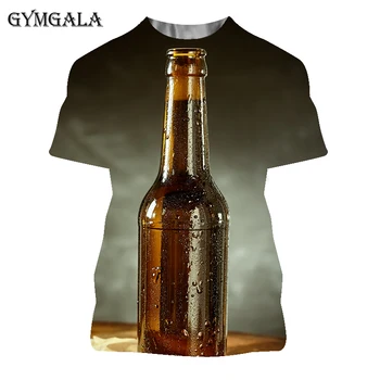 Vasaros pasiūlymai Vyrų T-shirt goth marškinėliai alaus Trumpas Sleevestriped marškinėliai vyrams, O-Kaklo Viršūnes Tees Juokinga 3D Atspausdintas Streetwear Marškinėlius - 
