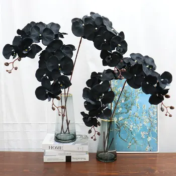 3Pcs Dirbtinių Gėlių Juodas Drugelis Orchidėja Šilko Phalaenopsis Vestuvės, Kalėdos, Namų Dekoravimo, Sodo Vazoninių Netikrą Augalai - 