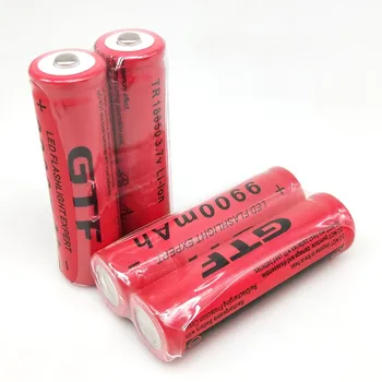 Naujus 18650 baterija GTF 18650 Baterija li-ion Baterija 3.7 V 9900mAh Įkrovimo Baterija (akumuliatorius, žibintuvėlis baterija(Raudona) - 