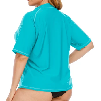 Moterų Plius Dydis-trumpomis Rankovėmis Rashguard Saulės Apsauginis UV Plaukti Marškinėliai Banglenčių Viršuje Pėsčiųjų Marškinėliai Bėrimas Apsaugas UPF50+ T-shirts - 