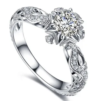 Blizga Cirkonis Žiedai Moterims Sidabro Papuošalai Vestuvių Pažadas Žiedas Moterų Derliaus Paprastas Vestuvinis Žiedas Ponios Šalies Žiedai Femme - 