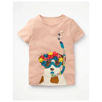 Vasarą Kūdikis Mergaičių Marškinėliai Siuvinėjimo Animacinių filmų Marškinėliai Mergaitėms Paauglys Vaikai Shortsleeves Tees Vaikų Europos Viršūnių 2-12T - 