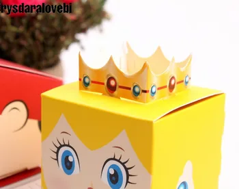 40pcs/daug animacinių filmų Super Marie Bros princesė Nuotaka ir Jaunikis vestuvių nori Mario saldainių dėžutė vestuvių dovanos - 