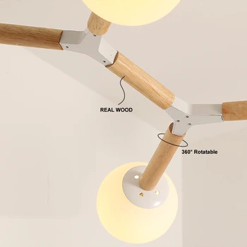 Medinis šviestuvo apšvietimo Medžio Šaką Šiaurės Stiliaus Stiklo Molekulinė liustra Gyvenimo Valgomasis Lempos skandinavijos liustra - 