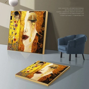 Gustav Klimt Tapybos Drobės Aukso Ašaros ir Pabučiuoti Spausdinimo ir Plakato Žinomų Klasikinės Sienos Meno Nuotrauką Kambarį Namų Dekoro - 