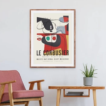 Drobė, Tapyba Plakatai Le Corbusier Parodos Plakatas 1954 M. Prancūzų Meno Muziejus, Wall Paveikslų Apdailos Namų Dekoro - 