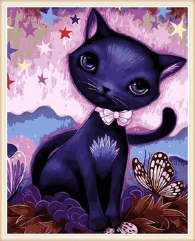 30x40x50x60x70 diamond tapybos 5D kvadratiniu mozaika, siuvinėjimas Kryželiu Mielas gyvūnų lovely cat 