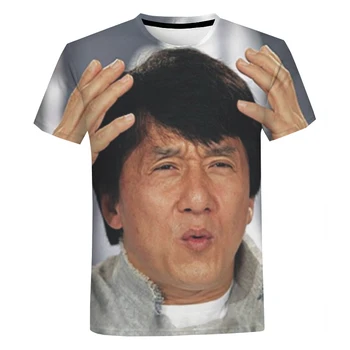 2021 Vasaros Naują Stiliaus Kung Fu Filmų Žvaigždė Jackie Chan Unisex 3D Spausdinimo Modelis Atsitiktinis Apvalios Kaklo trumpomis Rankovėmis T-shirt 2XS-5XL - 