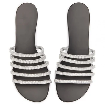 Prabangos Dizaineris Diamond Sandalai Moterų 2021 Kristalų Butas Batai Dydis 12 Sandalas Black Butai Vasarinės Šlepetės, Batai Ponios Skaidrės - 