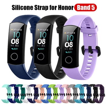 Silikono Dirželis Huawei Honor Band 5 Apyrankę vientisos Spalvos band5 honor5 Watchbands Rankogaliai Pakeitimo Intervalai - 
