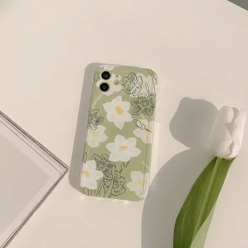 Retro Meno Daisy Gėlių korėjos Telefono dėklas Skirtas iPhone 12 11 Pro Max X Xs Max Xr 7 8 Pulse SE 2020 Atvejais Minkštas Silikoninis Dangtelis - 