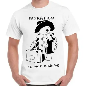 Paddington Bear Migracija Yra Ne Nusikaltimas Derliaus Kietas Dovana Retro Marškinėliai 2384 - 