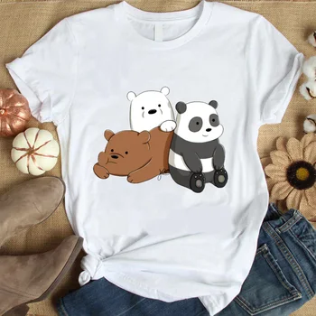 Karšto Pardavimo Spausdinti Moterų Moterų Mados trys mielos bear brothers Grafinis Atspausdintas T-Shirt Harajuku trumpomis Rankovėmis Drabužius Moteris - 