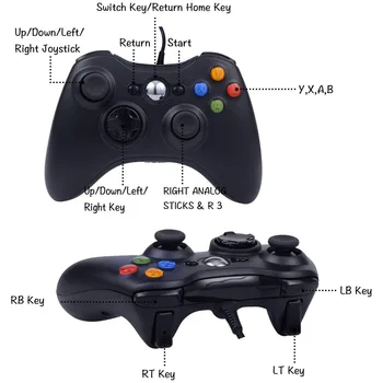 USB Laidinis Vibracijos Gamepad Kreiptuką Xbox 360 Joypad su aukštos kokybės KOMPIUTERIO Valdiklis, Skirtas Windows 7 / 8 / 10 Ne - 