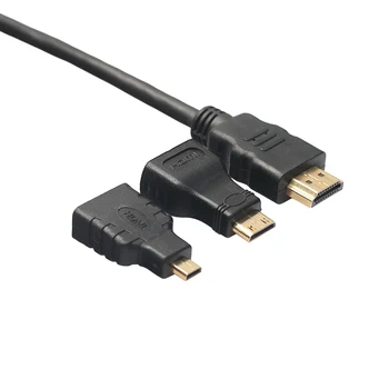 3In1 MicroHDMI suderinamą Kabelį V1.4 Aukso apkalos Adapteris Keitiklis 150cm 3 in 1 