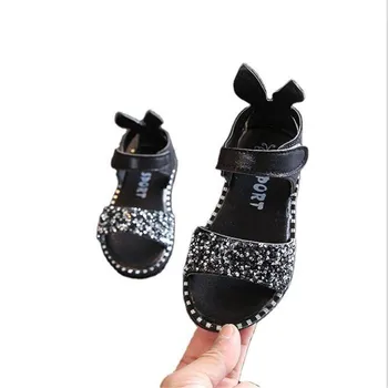 Vasaros nauja vaikų triušio ausies sandalai Mergaitėms Mados China kalnų krištolas Romos batų krepšys kulno atidaryti tne vaikiška avalynė - 