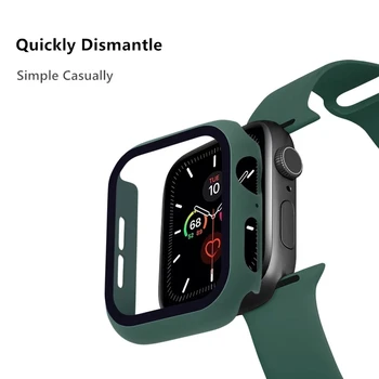 Stiklas+Case+Dirželis Apple Žiūrėti juosta 40mm 44mm 38mm 42mm Silikono Sporto smartwatch apyrankė iWatch 