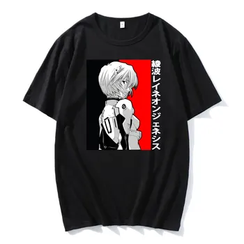 Japonų anime Rei Ayanami juokinga, print T-shirt uomo nauja juoda atsitiktinis manica corta T-marškinėliai, vyriški marškinėliai unisex marškinėliai - 