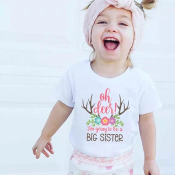 DIDELIS Sesuo Spausdinti Mergaičių Vasaros Drabužių Kūdikių Mergaičių Romper seselė, T-shirt Vaikas Viršuje Tees Seserys Mielas Suknelė - 
