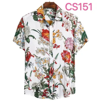 2021 naujas vyrų Havajų gėlių marškinėliai vasarą Europos ir Amerikos prarasti atvartas trumpas rankovės marškinėliai vyrams mygtuką - 