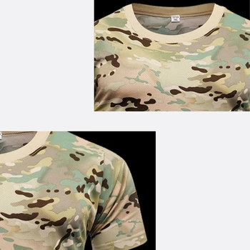 Kamufliažas Taktinis Marškinėliai trumpomis Rankovėmis vyriški Quick Dry Kovoti su T-Shirt Karinės Armijos Marškinėliai Camo Lauko Žygiai, Medžioklės Marškinėliai - 