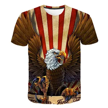 Vyriški Grafinis T Marškinėliai 3D Cool marškinėliai Greitai-džiovinimo Atsitiktinis Viršūnės Vasarą Vyras Trumpas rankovėmis Hip-Hop Erelis Spausdinimo Harajuku Tee - 